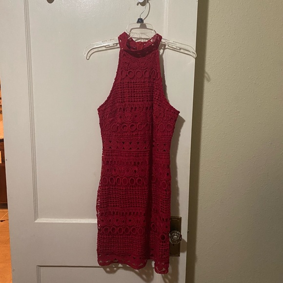 Red Eyelet Cocktail Dress - Picture 2 of 7